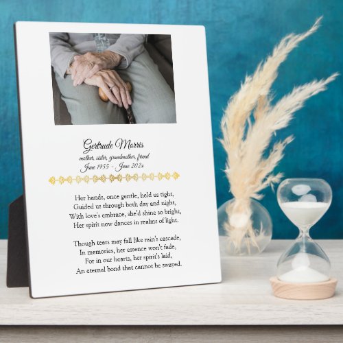 Grandmother Memorial Poem with Photo Tabletop  Plaque