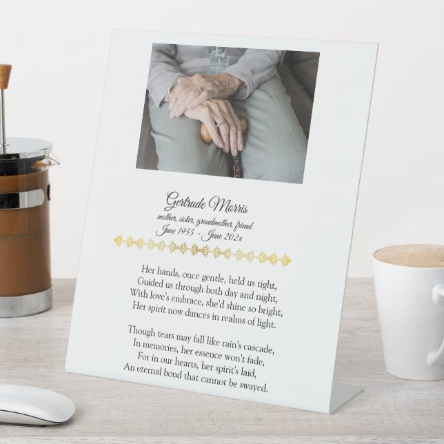 Grandmother Memorial Poem with Photo Tabletop Sign (In SItu)
