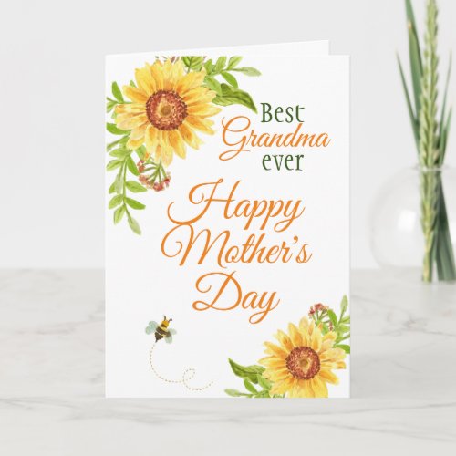 Grandmother Mothers Day Floral Sunflower Card