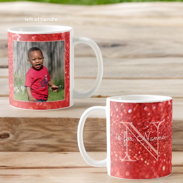 Grandmother Nanna Monogram Initial Coral Photo