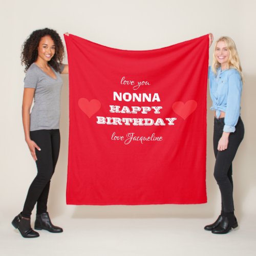 Grandmother NONNA Happy Birthday Custom Cute Fleece Blanket