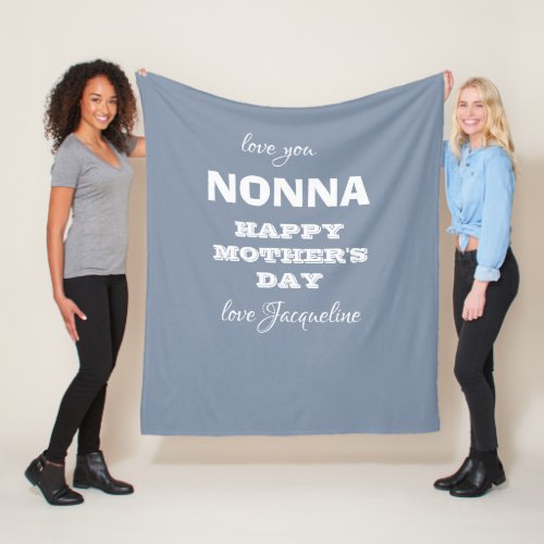 Grandmother NONNA Mothers Day Custom Blue Cute Fleece Blanket