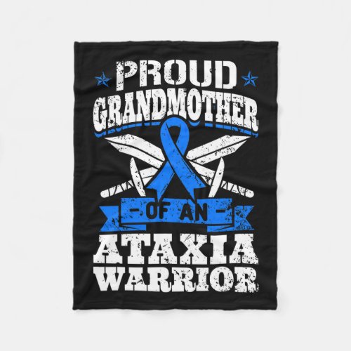 Grandmother Of An Ataxia Warrior Blue Awareness Ri Fleece Blanket