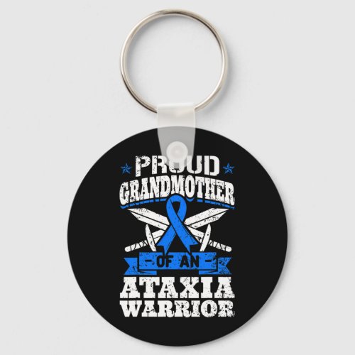 Grandmother Of An Ataxia Warrior Blue Awareness Ri Keychain