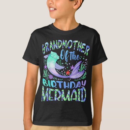 Grandmother Of Birthday Mermaid Family Matching Pa T_Shirt