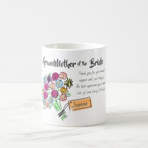 GrandMother of Bride Personalized ThankYou Message Coffee Mug