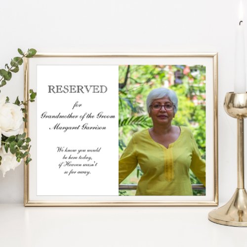 Grandmother of Groom Photo Memorial Seat Wedding Poster