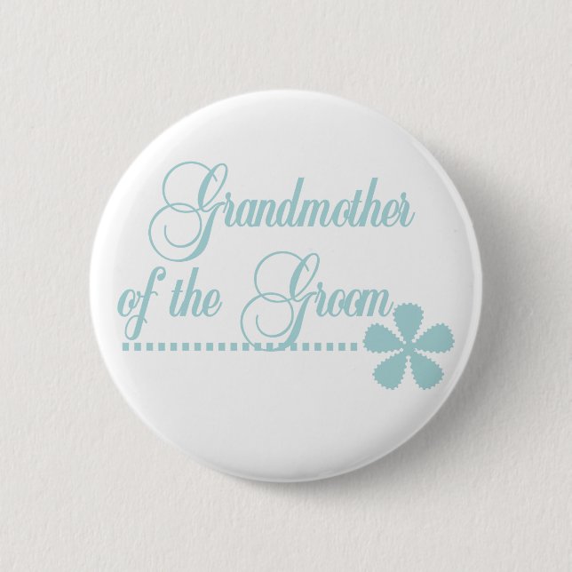 Grandmother of Groom Teal Elegance Pinback Button (Front)