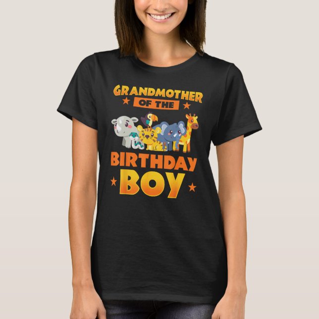 Grandmother Of The Birthday Boy Zoo Safari Bday Pa T-Shirt (Front)