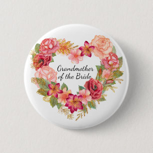 Grandmother of the Bride Floral Wreath Button