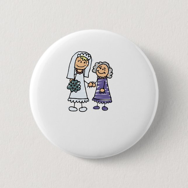 Grandmother Of The Bride On Wedding Day Button (Front)