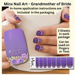 Grandmother of the Bride, Purple Mauve Flowers Minx Nail Art