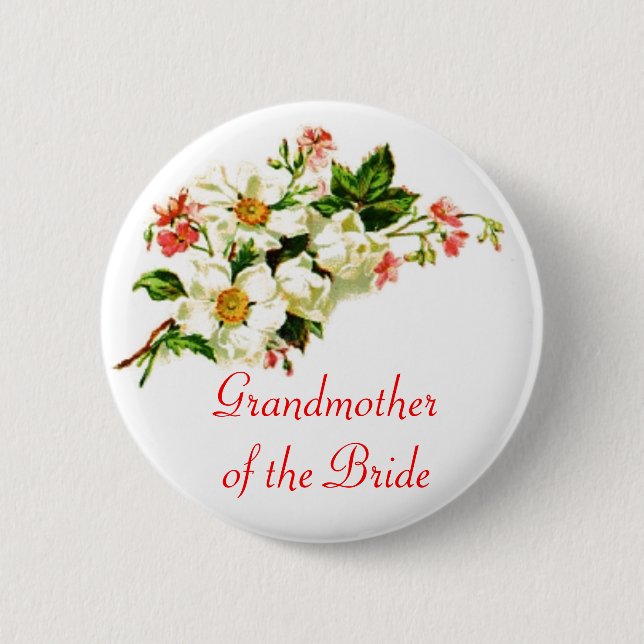 Grandmother of the Bride Spray of Flowers Floral Button (Front)