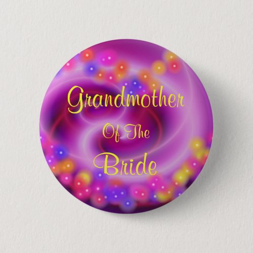 Grandmother Of The Bride Swirly Heart Button