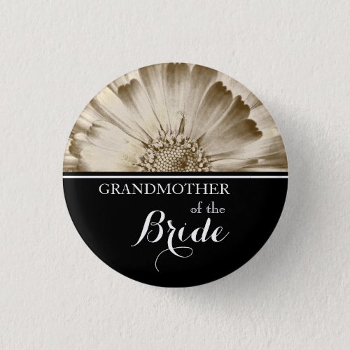 Grandmother of The Bride Wedding Gold Daisy Pinback Button