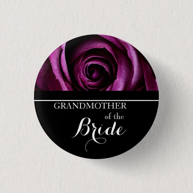Grandmother of The Bride Wedding Red Roses Button (Front)