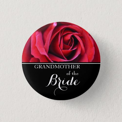Grandmother of The Bride Wedding Red Roses Button