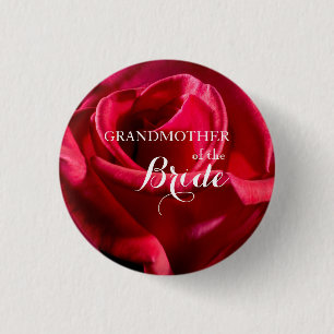 Grandmother of The Bride Wedding Red Roses Button