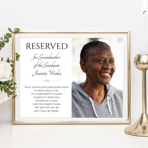 Grandmother of the Graduate Save A Seat Memorial Poster