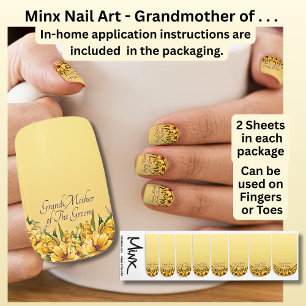 GrandMother of The Groom, Golden Flowers Wedding Minx Nail Art