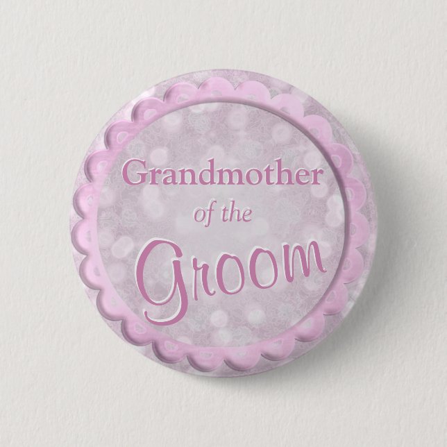 Grandmother of the Groom Pink Confetti Pinback Button (Front)