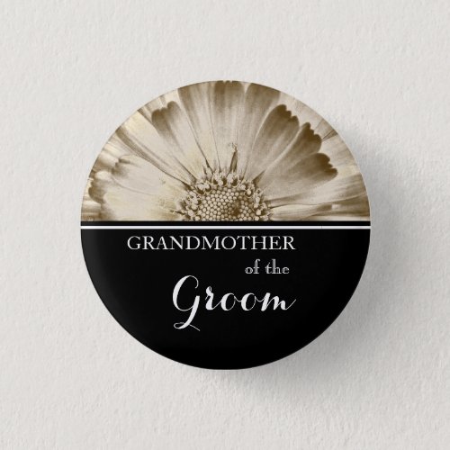 Grandmother of The Groom Wedding Gold Daisy Button