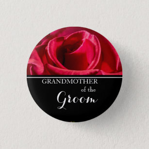 Grandmother of The Groom Wedding Red Roses Pinback Button