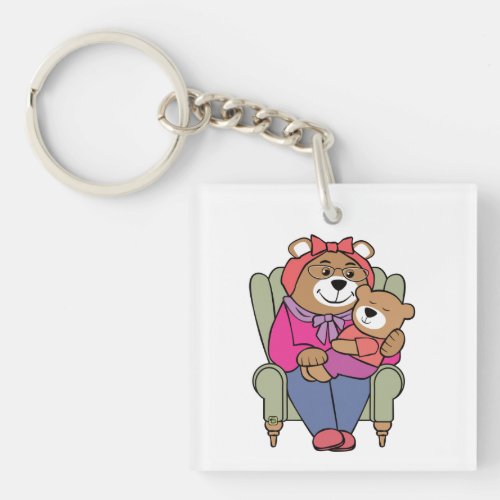 Grandmother or Mother Bear with Baby Keychain