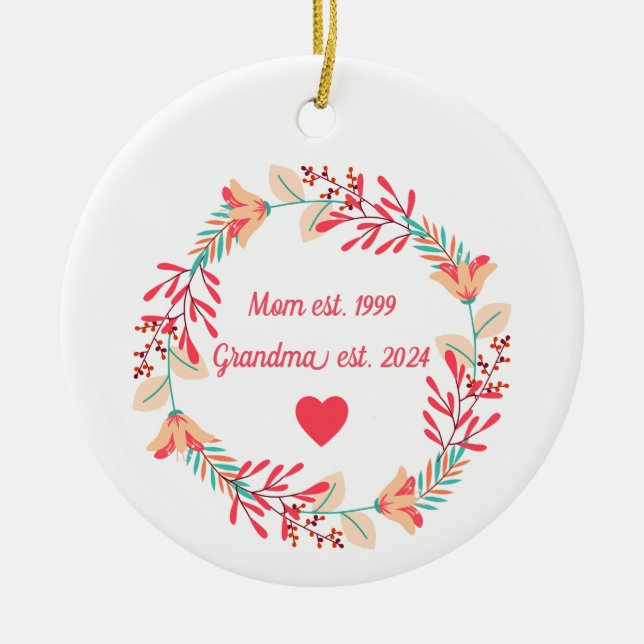 Grandmother Ornament, gift for Grandma, Grandchild Ceramic Ornament (Front)