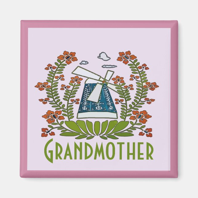 Grandmother, Pennsylvania Dutch, Windmill Magnet (Front)