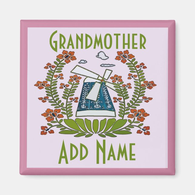 Grandmother, Pennsylvania Dutch, Windmill Magnet (Front)