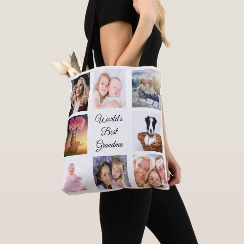 Grandmother photo collage white tote bag