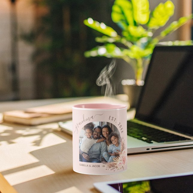 Grandmother photo pampas grass pink mug (Creator Uploaded)