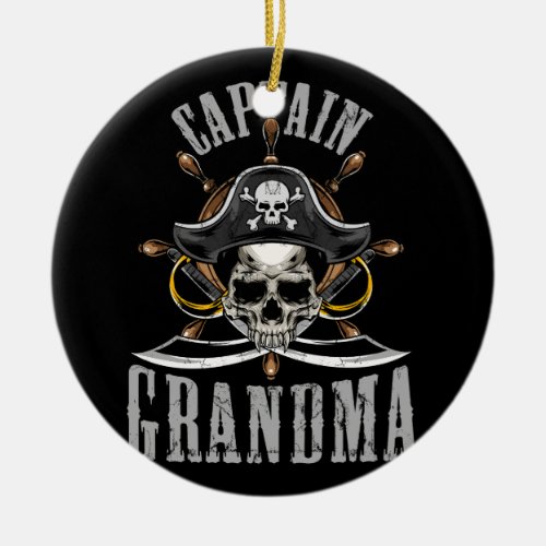 Grandmother Pirate Crossbones Skull Flag Captain G Ceramic Ornament