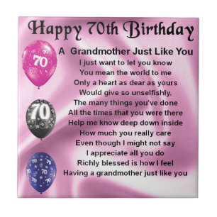 Grandmother Poem - 70th Birthday Tile