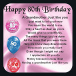 Grandmother poem  -  80th birthday square sticker<br><div class="desc">A great gift for a grandmother on her 80th birthday</div>