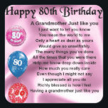 Grandmother poem  -  80th birthday square sticker<br><div class="desc">A great gift for a grandmother on her 80th birthday</div>