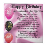 Grandmother Poem -  Happy Birthday Tile<br><div class="desc">A great gift for a grandmother on her birthday</div>