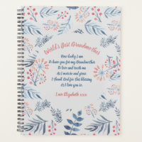 Grandmother Poem Personalized Blue Gray Rose Planner