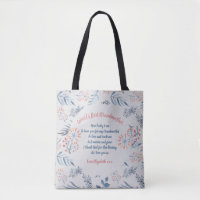 Grandmother Poem Personalized Blue Gray Rose Tote Bag