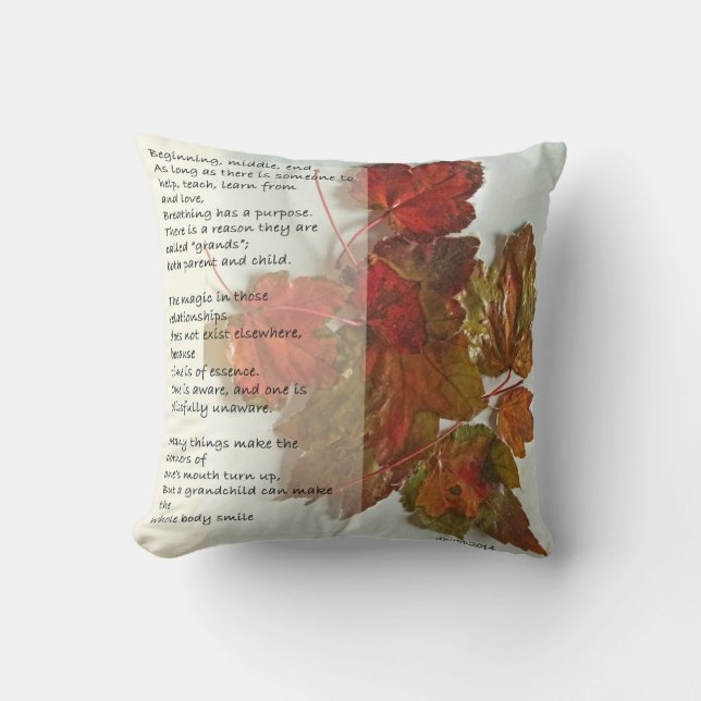 Grandmother Poem Throw Pillow (Front)