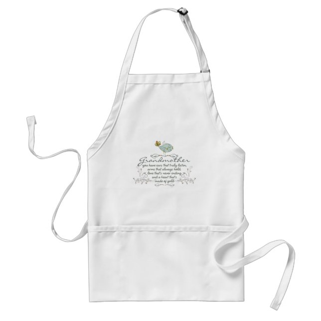 Grandmother Poem with Birds Adult Apron (Front)