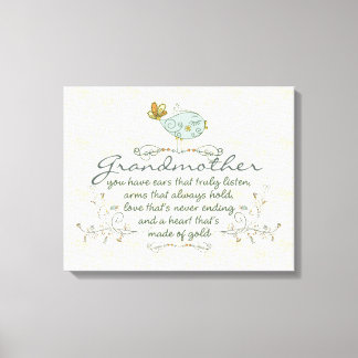 Grandmother Poem with Birds Canvas Print