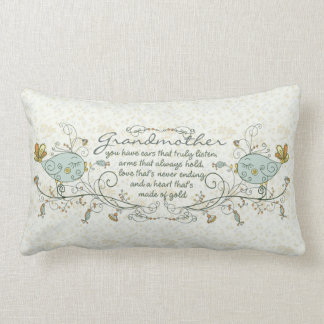 Grandmother Poem with Birds Lumbar Pillow