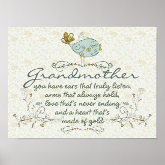 Grandmother Poem with Birds Poster