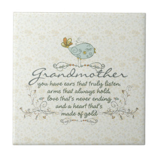 Grandmother Poem with Birds Tile