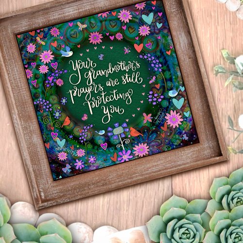 Grandmothers Prayer Quote Floral Pretty Inspiring Poster