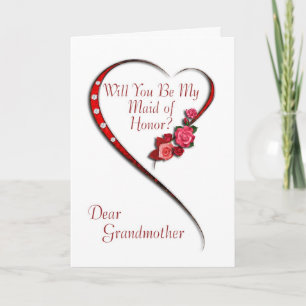 Grandmother, Swirling heart Maid of Honor invite