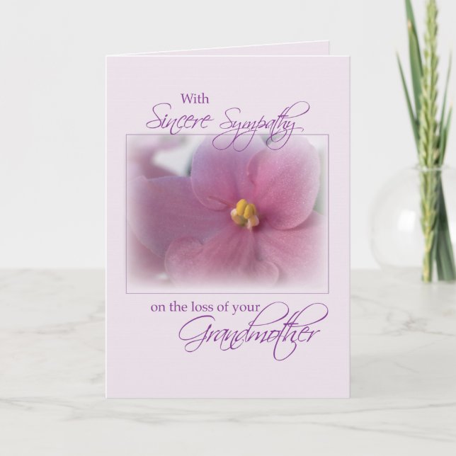 Grandmother, Sympathy, Lilac Card (Front)