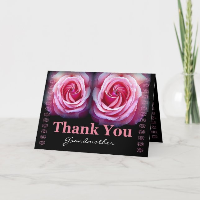 GRANDMOTHER - Wedding Thank You with Pink Roses (Front)